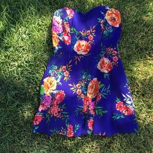 Strapless Floral Dress